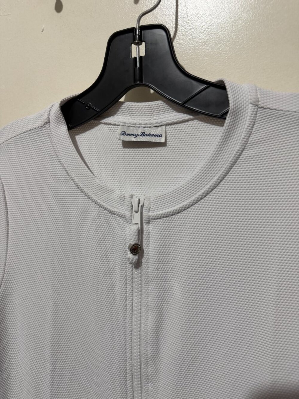 Tommy Bahama White Textured Full Zip Cardigan Jacket Pineapple Pull - Picture 3 of 15